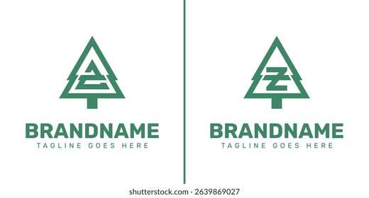 Letter Z Pine Tree Logo, symbolizing nature, growth, and environmental harmony