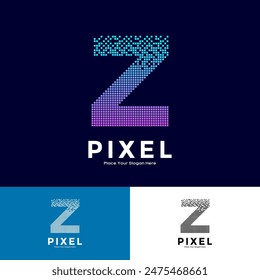 Letra Z pixel diseño de Vector colorido. Adecuado para negocios, inicial, póster, tecnología y red
