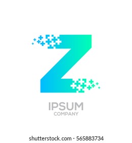 Letter Z Pixel logo, Plus sign logo, Medical health care hospital symbol, Technology and digital logotype