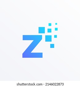 Letter Z with pixel technology logo design