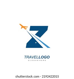 letter Z with plane logo vector template. logo for travel label, tourism, journey posters, airways identity, and tech transportation