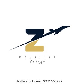 letter Z with plane logo vector template. logo for travel label, tourism, journey posters, airways identity, and tech transportation