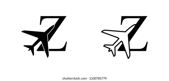 letter Z plane vector template airplane logo airlines company travel agency logo 