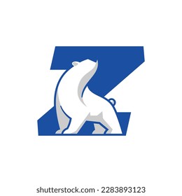 Letter Z with polar bear logo icon design template elements. Vector sign