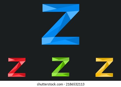 Letter Z Polygonal Logo Vektorgrafik. Low-Poly-Geometrie