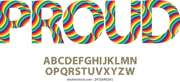 letter from A to Z with pride color inside, A to Z vector font illustration.