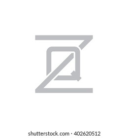 letter Z and Q monogram square shape logo gray