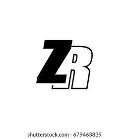 letter Z and R logo overlapping black negative