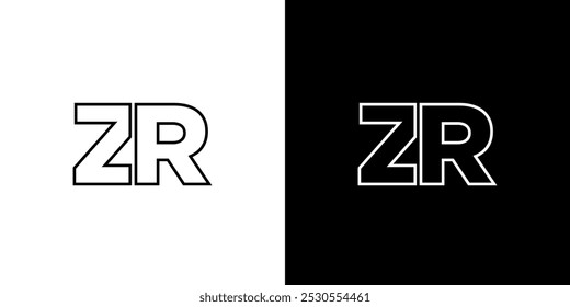 Letra Z y R, Plantilla de diseño de logotipo ZR. Logotipo inicial basado en monograma mínimo.