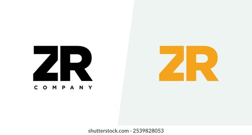 Letra Z y R, Plantilla de diseño de logotipo ZR. Logotipo inicial basado en monograma mínimo.