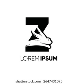 Letter Z Rabbit Run Logo Design Vector Image Icon Graphic Emblem Symbol Illustration