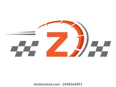 Letter Z with Racing Flag Logo. Speed Logo Symbol