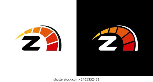Letter Z racing logo, with logo speedometer for racing, workshop, automotive