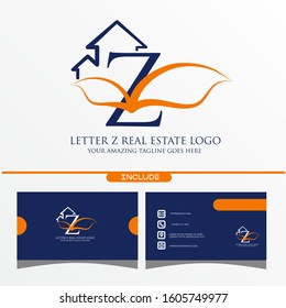 Letter Z Real Estate Equipment Simple and Minimalist Logo Template on White Background for Construction and Property Concept Logo Ideas with a Pack of Business Card Application