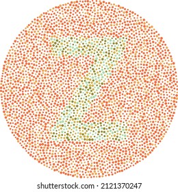Letter Z red and green color blindness test card