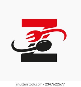 Letter Z Restaurant Logo Combined with Fork and Spoon Icon