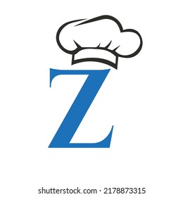Letter Z Restaurant Logo Concept with Chef Hat Vector Template. Restaurant Chef Hat Logo Symbol