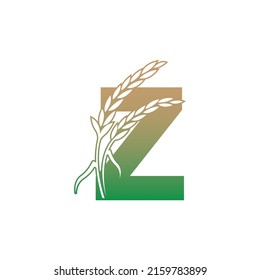 Letter Z with rice plant icon illustration template vector