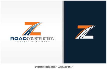 Letter Z mit Straßenlogo, Vektorstock, das kreative Design-Konzept für Straßeninstandhaltung und -bau