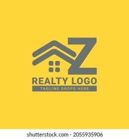 letter Z roof house vector logo design for real estate, property agent, realty rent, interior and exterior constructor