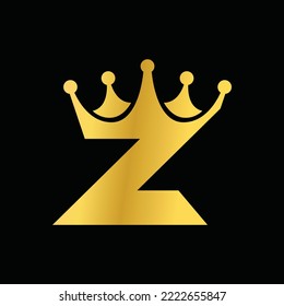 letter Z Royal golden vector with crown. Royal logo design.