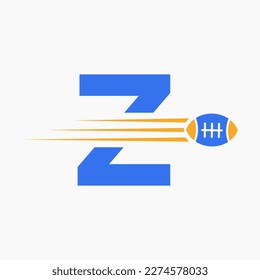 Letter Z Rugby, Football Logo Combine With Rugby Ball Icon For American Soccer Club Symbol