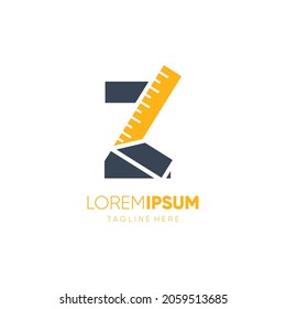 Letter Z Ruler Logo Design Vector Graphic Icon Emblem Illustration Background Template