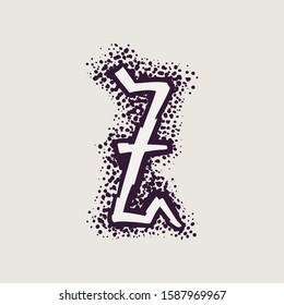 Letter Z rune logo on the dots background. Nordic occult symbol for identity, package, book, diploma, etc.