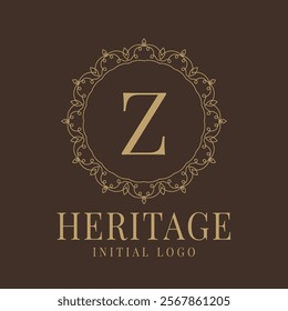 Letter Z rustic heritage circular delicate initial logo