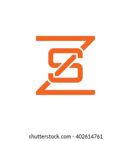 letter Z and S monogram square shape logo orange