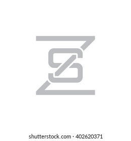 letter Z and S monogram square shape logo gray