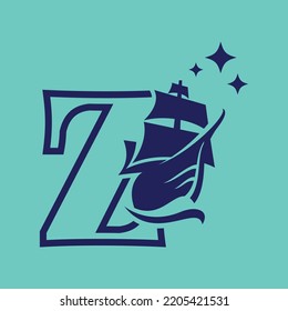 Letter Z for sailing boat logo template