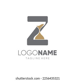 Letter Z Sand Time Hourglass Logo Design Vector Icon Graphic Emblem Illustration