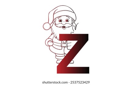 letter Z with Santa Claus designed with alphabet. Characters with fun expressions pose various poses. It's vector art so it's easy to edit.
