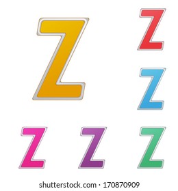 Letter Z, set of colour variants, on a white background. Vector