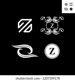 Letter Z Set Idea Black In White Creative Abstract Business Logo