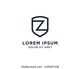Letter Z Shield Logo Line Vector Design