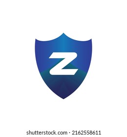 Letter Z and Shield Security Logo Design. Vector Illustrator monogram