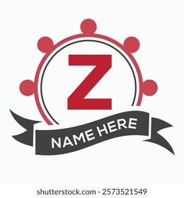 Letter Z Ship Wheal Logo Concept For Ship and Boat Steering Wheel Symbol. Boat Wheel Control Symbol