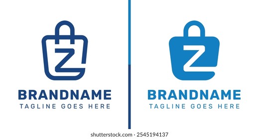 Logo de la bolsa de compras de la letra Z, que simboliza la conveniencia, el estilo y la venta al por menor