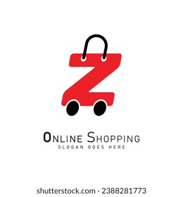 Letter Z for Shopping Logo template, ecommerce icon. Alphabet Z bag design concept vector logo