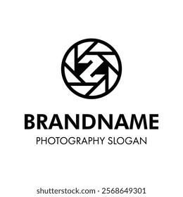 Letter Z Shutter Photography Logo, for brand related to camera, lens, and aperture