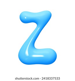 letter Z. letter sign blue color. Realistic 3d design in cartoon liquid paint style. Isolated on white background. vector illustration