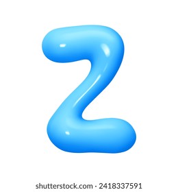 letter Z. letter sign blue color. Realistic 3d design in cartoon liquid paint style. Isolated on white background. vector illustration