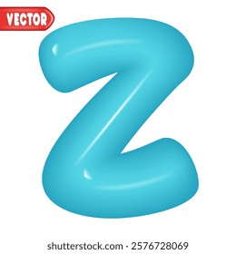 letter Z. letter sign blue color. Realistic 3d design Glossy letters in cartoon balloon style. Isolated on white background. vector illustration