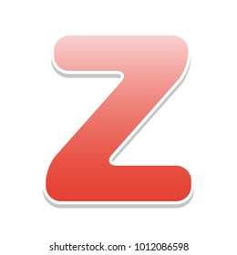 Letter Z sign design template element. Vector. Reddish icon with white and gray shadow on white background. Isolated.