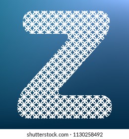 Letter Z sign design template element. Vector. White textured icon at lapis lazuli gradient background.