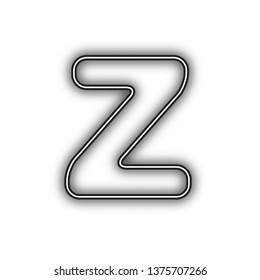 Letter Z sign design template element. Vector. Double contour black icon with soft shadow at white background. Isolated.