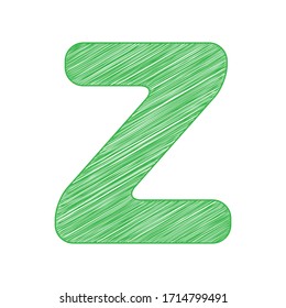 Letter Z sign design template element. Green scribble Icon with solid contour on white background. Illustration.