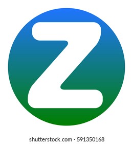 Letter Z sign design template element. Vector. White icon in bluish circle on white background. Isolated.